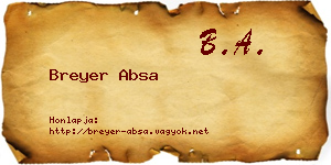 Breyer Absa névjegykártya